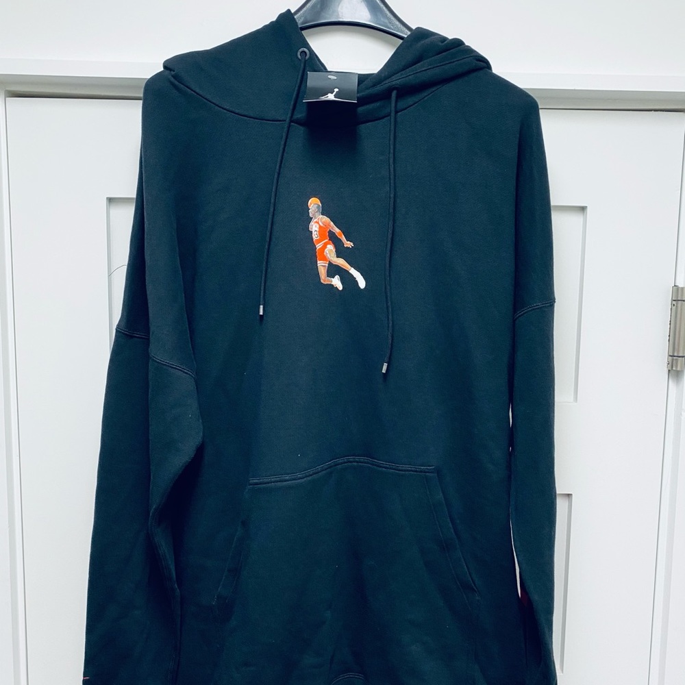 New Mens Air Jordan Black Hooded Sweatshirt Sz M